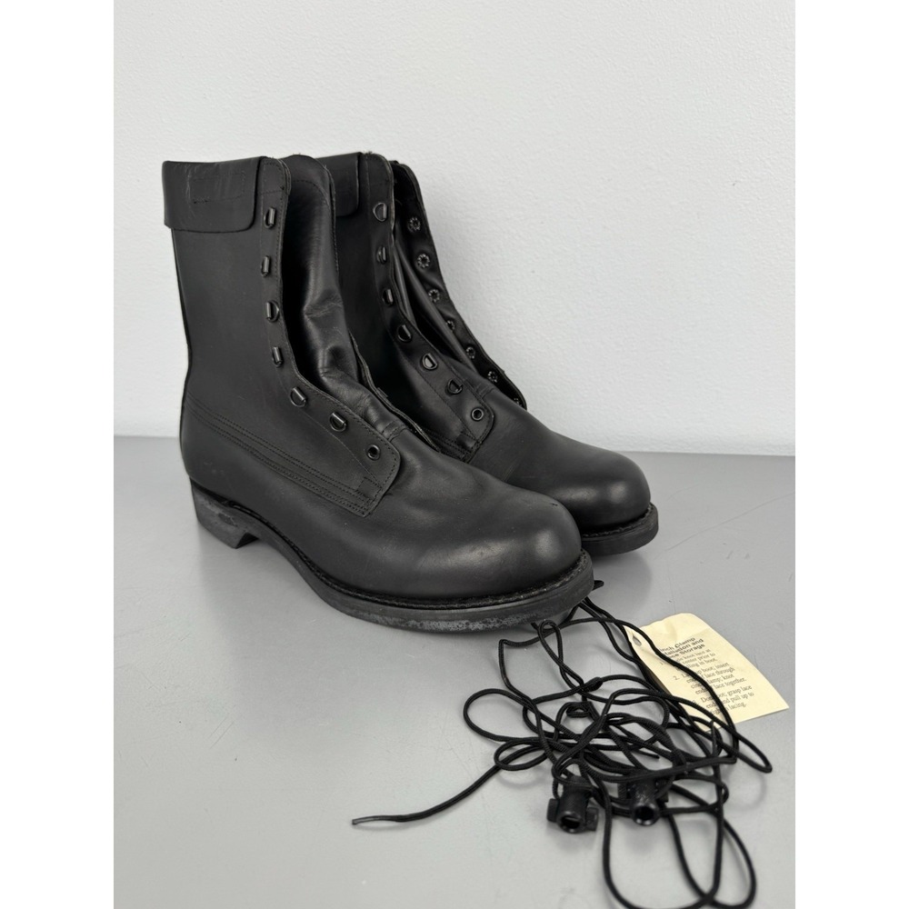Vintage Addison Shoe Company Boots Mens 10.5 EE Black Leather Military Trooper